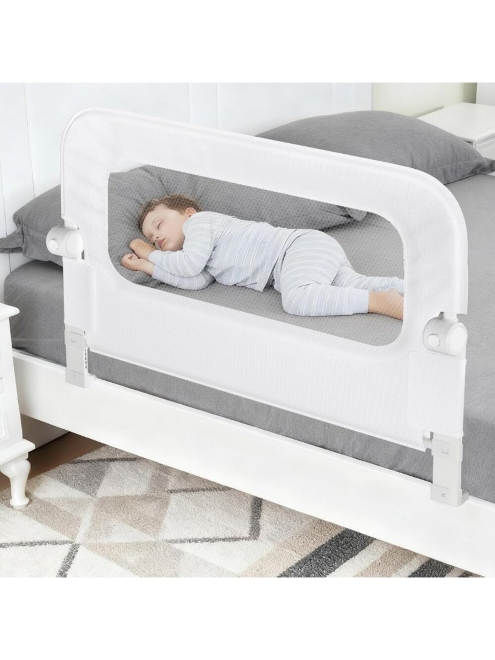 Extra Tall Toddler Bed Rail Guard - 35.4" Safety Side Railing for Crib & Twin
